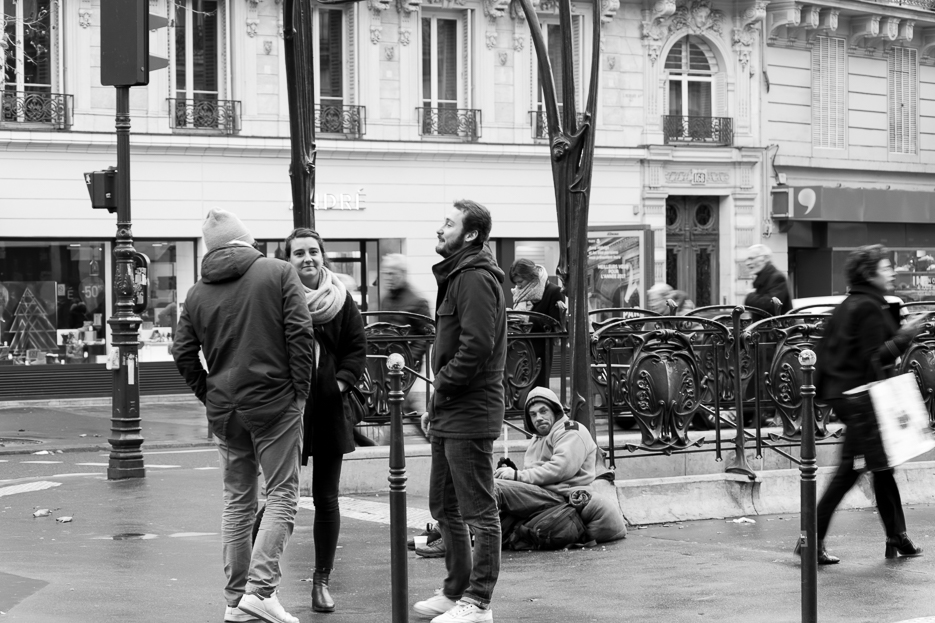 metro black and white street photography paris