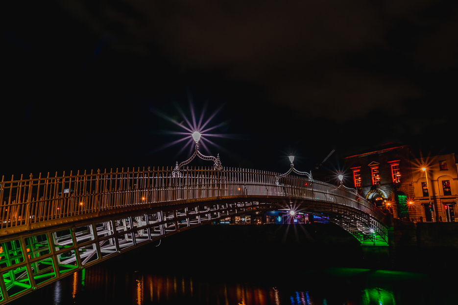 Dublin Ha Penny Bridge Nacht 